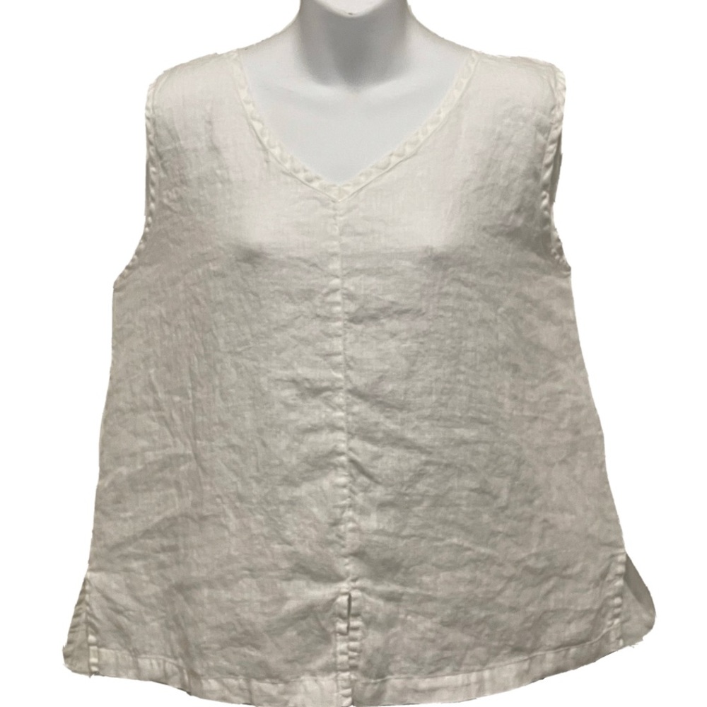 Flax White Linen Tank Top